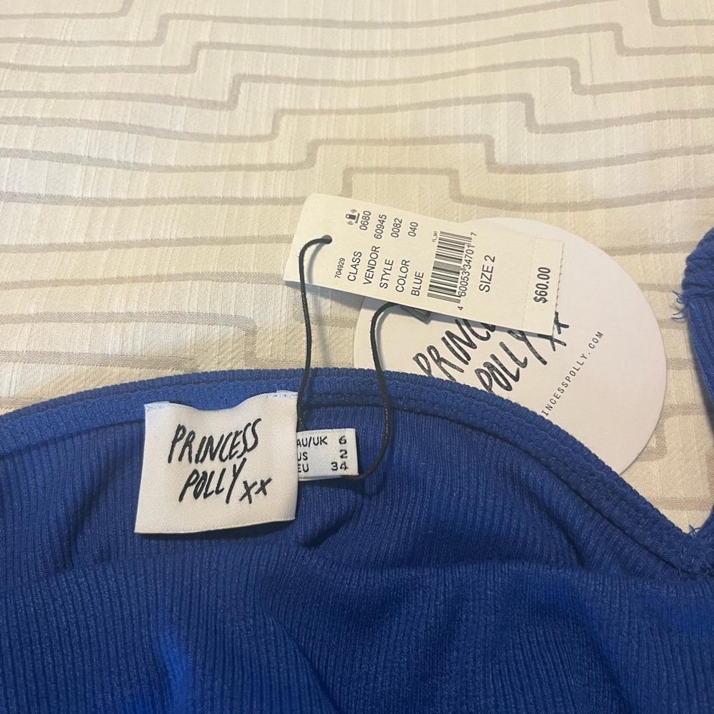 NWT - Princess Polly Royal Blue Square Neck Long Sleeve Bodycon Mini Dress - Picture 5 of 7